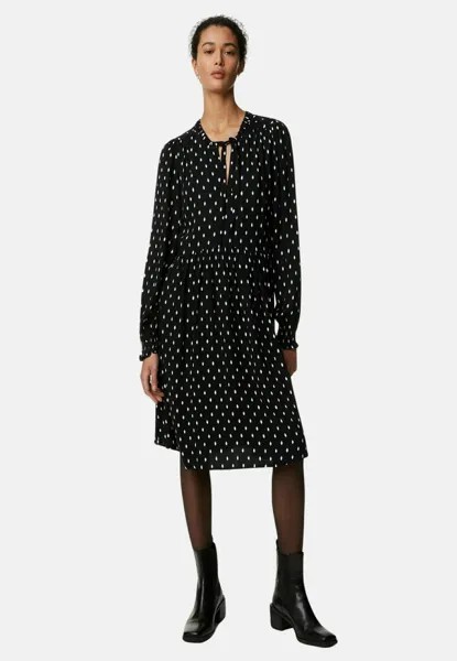 Дневное платье PRINTED TIE NECK MINI RELAXED Marks & Spencer, цвет black mix