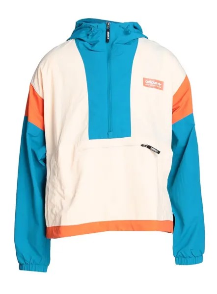 Куртка ветровка с капюшоном Adidas Originals HR4219 Adventure PRM Windbreaker, бежевый/голубой/оранжевый