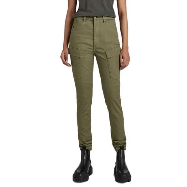 Брюки G-Star Kafey Ultra High Skinny Cargo, зеленый