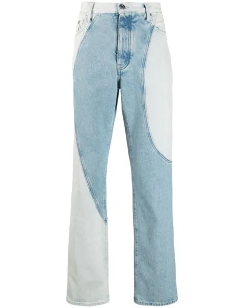 Off-White джинсы в технике пэчворк, синий