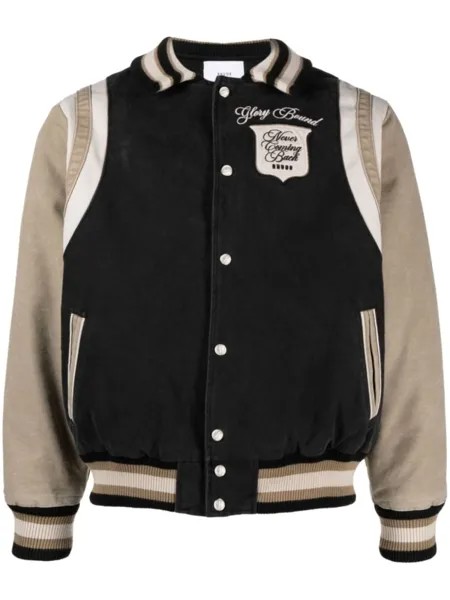 RHUDE logo-embroidered canvas bomber jacket, черный