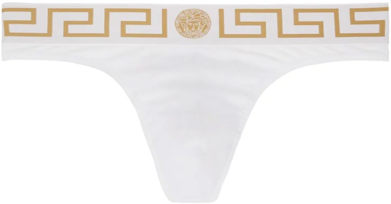 Белые стринги с каймой Greca Versace Underwear