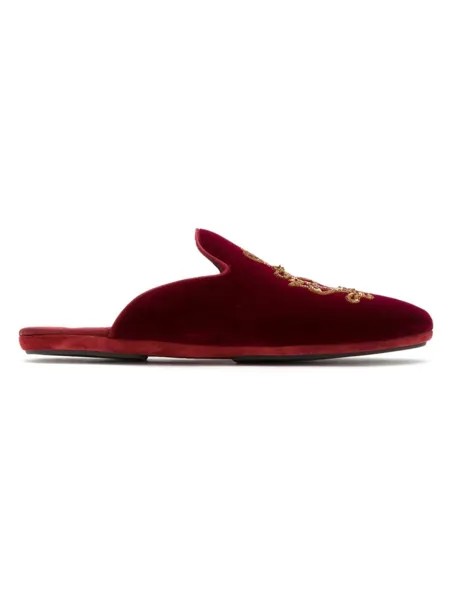 Dolce & Gabbana слиперы с вышитым логотипом, красный