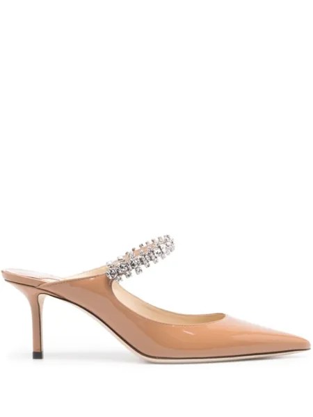 Jimmy Choo кожаные мюли Bing 65 мм, нейтральный цвет