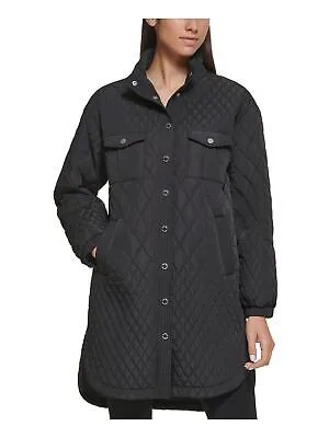 CALVIN KLEIN Женская черная стеганая куртка с карманами и кнопками спереди, на подкладке с изогнутым краем, L