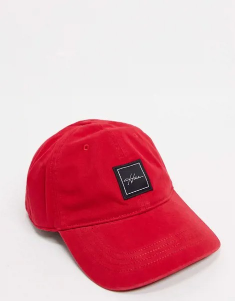 Красная кепка с контрастным принтом логотипа Hollister-Красный