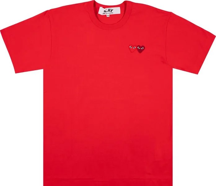 Футболка Comme des Garçons PLAY Double Heart Logo Short-Sleeve T-Shirt 'Red', красный