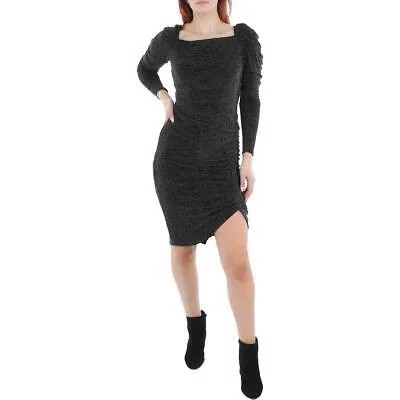 Женское черное мини-платье Bailey 44 с длинными рукавами и рюшами металлик M BHFO 3996