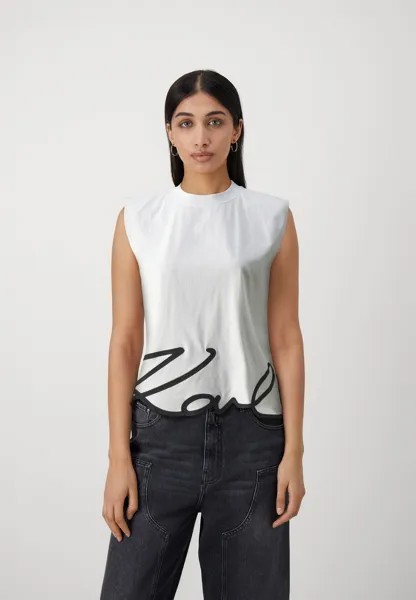 Футболка с принтом SIGNATURE TANK KARL LAGERFELD, цвет white/black