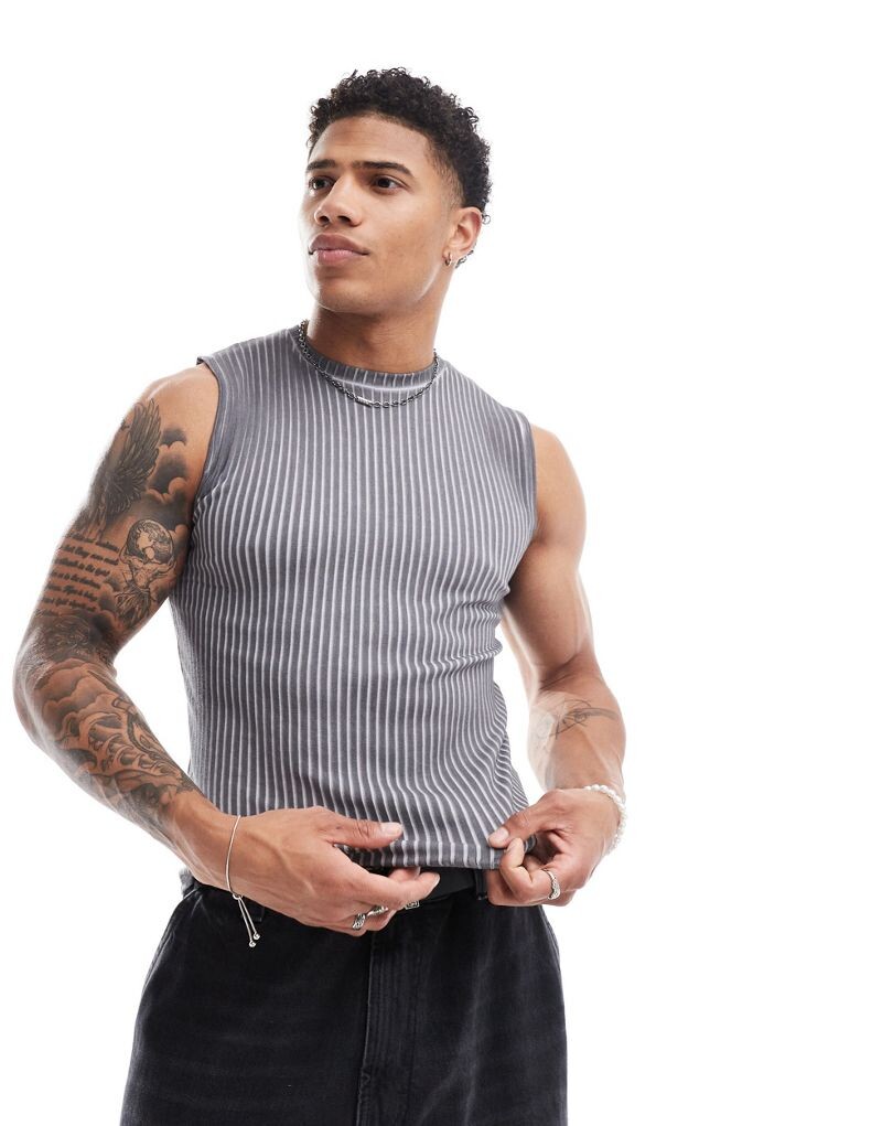 Майка в рубчик серого цвета ASOS DESIGN