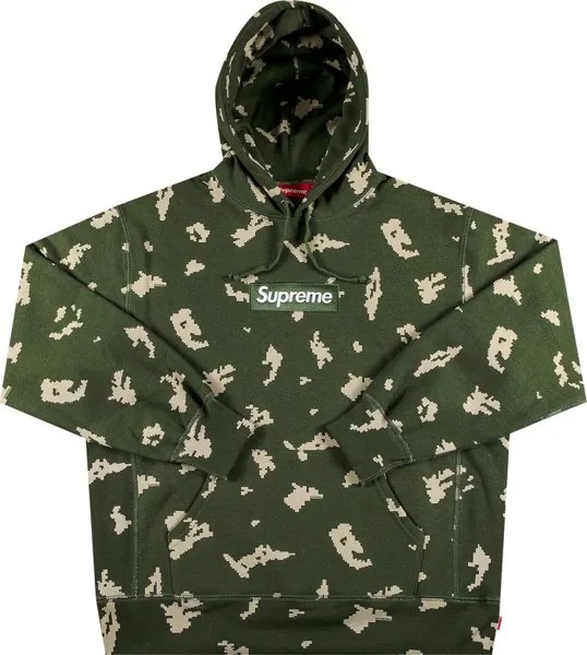 Толстовка Supreme Box Logo Hooded Sweatshirt 'Olive Russian Camo', зеленый