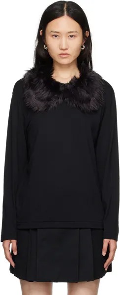 Черный свитер с воротником из искусственного меха Comme des Garçons