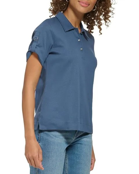 Поло Calvin Klein Short Sleeve D-Ring Polo, цвет Oceana