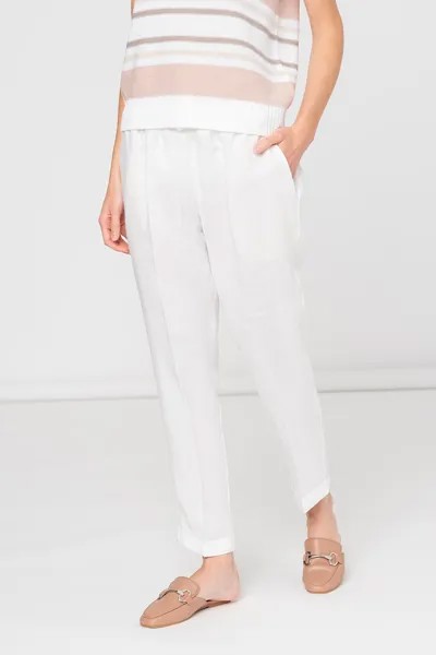 Расклешенные льняные брюки Le Tricot Perugia, белый