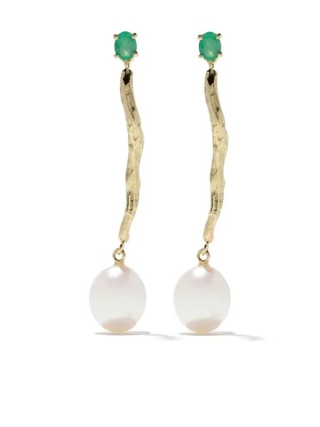 Wouters & Hendrix Gold серьги из желтого золота с изумрудами и жемчугом