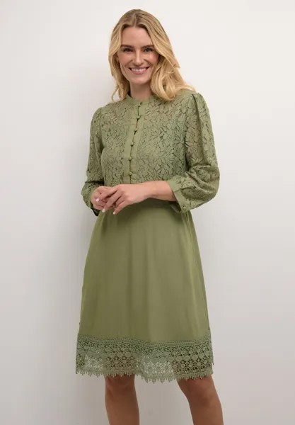 Платье-рубашка Milla Kaspis 3/4 Cream, маслянисто-зелёное