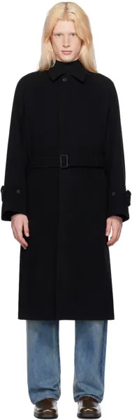 Черное пальто с поясом JP Auralee