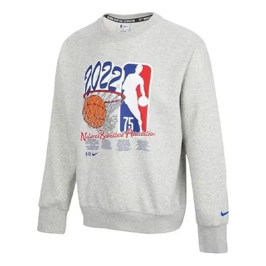 Толстовка Nike NBA Eam 31 Courtside Logo Printing Fleece Stay Warm Knit Pullover Round Neck Gray, серый