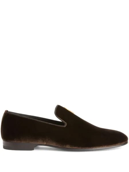 Giuseppe Zanotti бархатные лоферы G-Flash, коричневый
