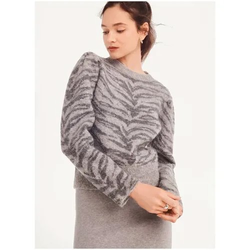 Свитер DKNY, длинный рукав, прямой силуэт, вязаный, размер L, серый
