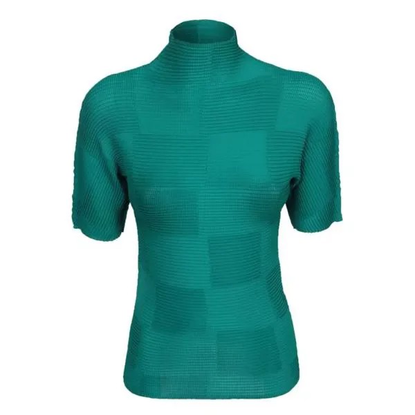 Футболка checkered top Issey Miyake, зеленый