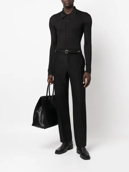 Saint Laurent рубашка поло с длинными рукавами, черный