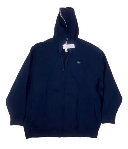 НОВАЯ мужская флисовая куртка с капюшоном Lacoste Sport Big - Tall с полной молнией, синяя SH1613 NWT