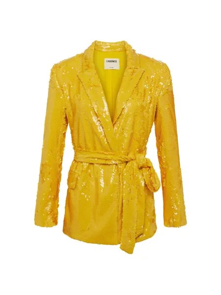 Пиджак с запахом и пайетками Jordana L'AGENCE, желтый