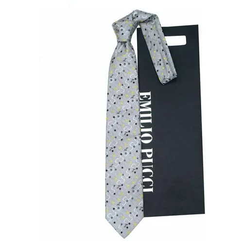 Галстук Emilio Pucci, натуральный шелк, для мужчин, серый
