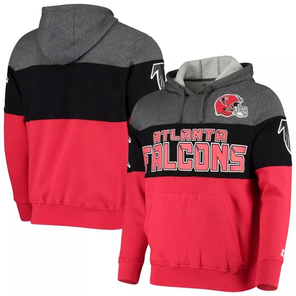 Мужской серый/черный пуловер с капюшоном Atlanta Falcons Extreme Fireballer Throwback Starter