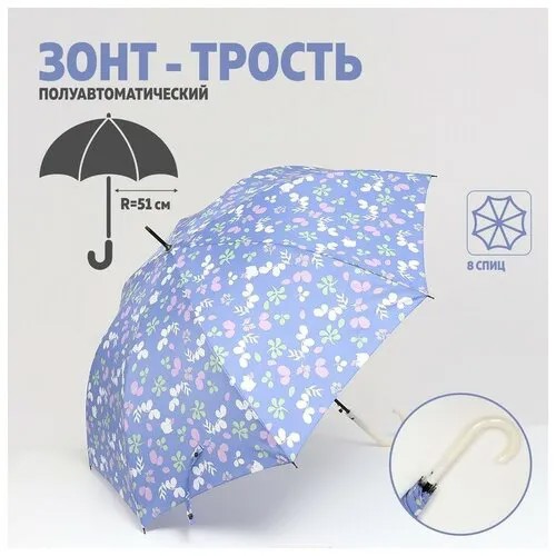 Мини-зонт Mikimarket, полуавтомат, 8 спиц, голубой