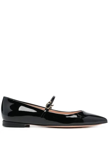 Gianvito Rossi балетки с заостренным носком и пряжкой, черный