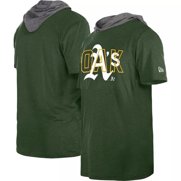 Мужская зеленая футболка с капюшоном Oakland Athletics Team New Era