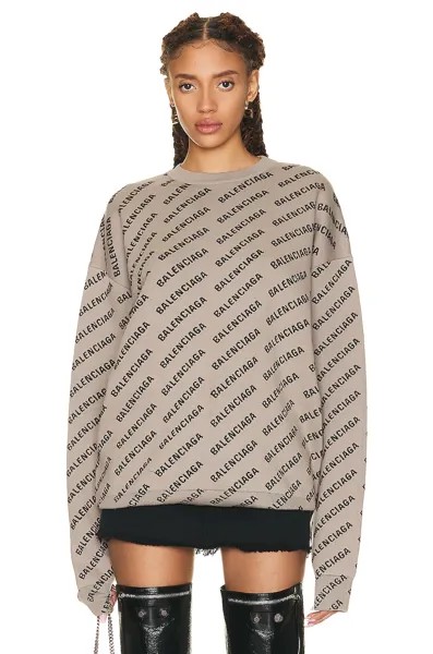 Свитер Balenciaga All Over Crewneck, цвет Dark Beige & Black