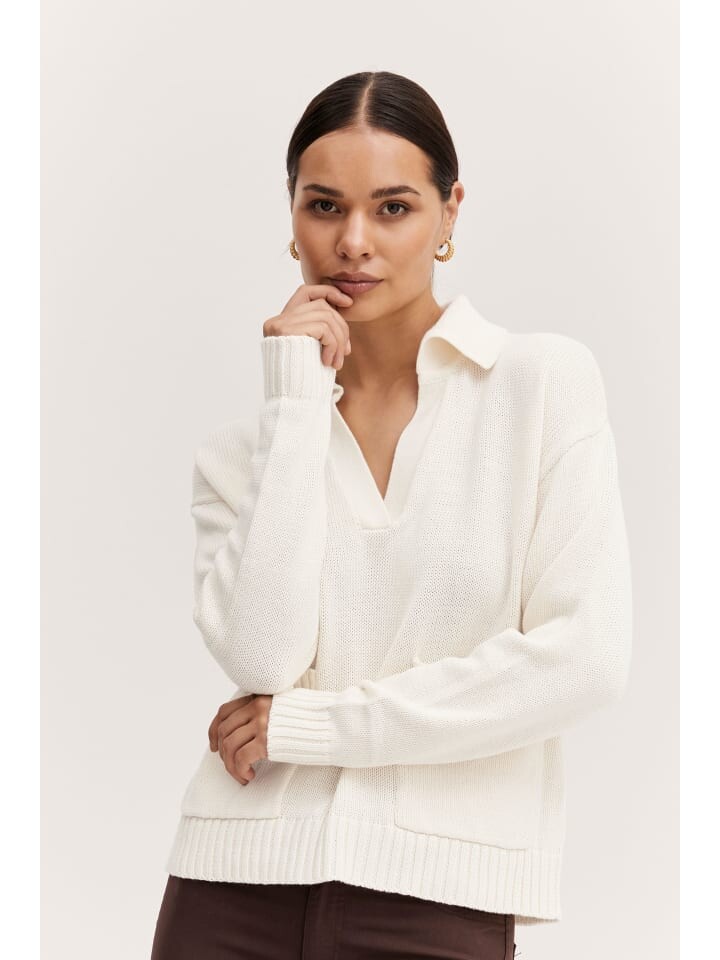 Пуловер byoung V Ausschnitt BYOLIA COLLAR JUMPER 20811891, бежевый