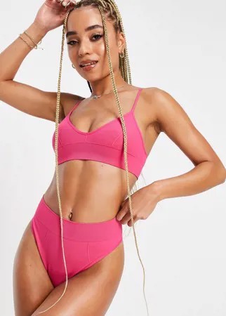 Ярко-розовый бесшовный бралетт из экологичного материала с вырезом Hunkemoller POP-Розовый цвет