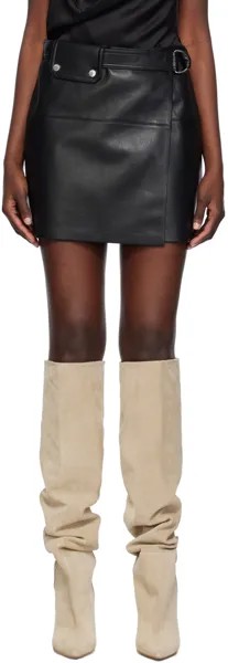 Черная кожаная мини-юбка Susan Nanushka
