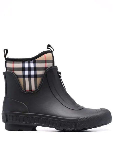 Burberry резиновые ботинки с клетчатой вставкой