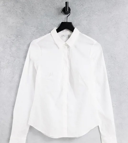 Белая хлопковая рубашка с длинными рукавами ASOS DESIGN Tall-Белый
