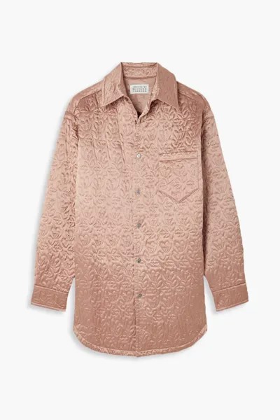 Стеганая атласная рубашка оверсайз MAISON MARGIELA, бронзовый