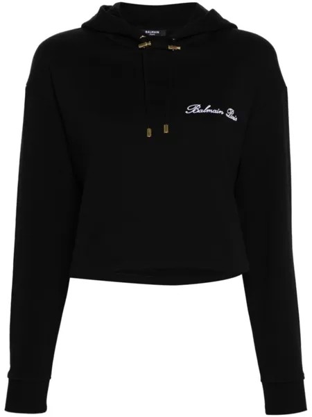 Balmain худи с вышитым логотипом, черный