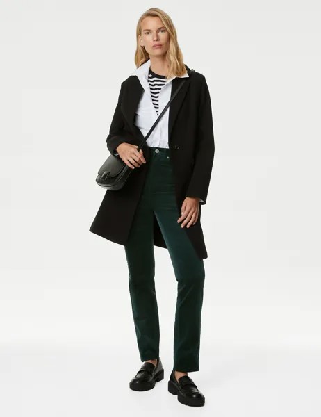 Вельветовые брюки прямого кроя Marks & Spencer, темно-зеленый