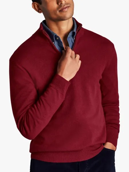 Кашемировый джемпер с воротником на молнии Charles Tyrwhitt, красный