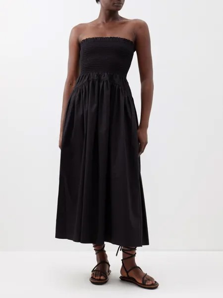 Платье-бандо из хлопка со сборками La Ligne, черный