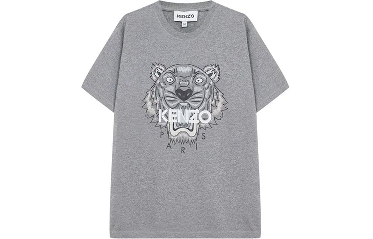 Классическая мужская футболка с головой тигра серого цвета Kenzo, серый