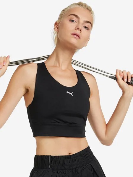 Спортивный топ бра PUMA Mid Impact All-In Long Line, Черный