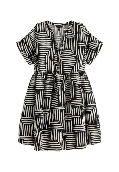 Летнее платье Curves Abstract Short Sleeve Smock New Look, черный