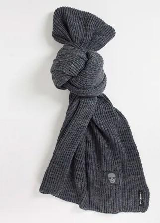 Угольно-серый вязаный шарф в рубчик Bolongaro Trevor