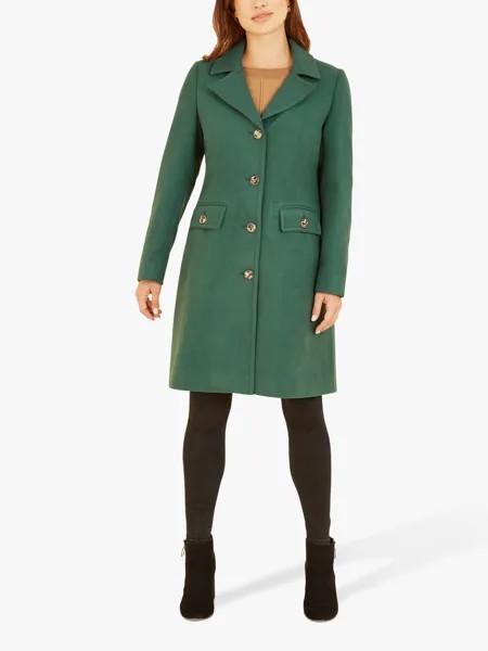 Пальто в стиле милитари на пуговицах Yumi, зеленый