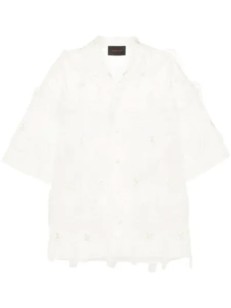 Simone Rocha рубашка из тюля с цветочной вышивкой, белый
